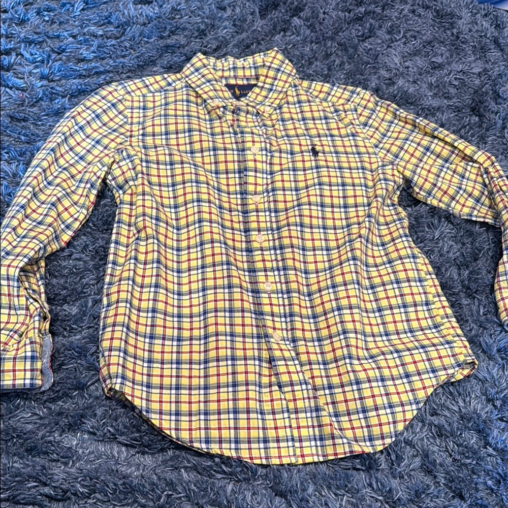 Polo by Ralph Lauren Boys size 8 Yellow Plaid Shirt